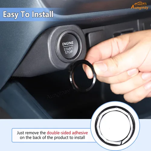 Miniatura 3 de Aunginsy Cubierta de anillo para decoración de arranque de motor de automóvil compatible con Ford Maverick 2022 2023 2024 de aluminio para botón