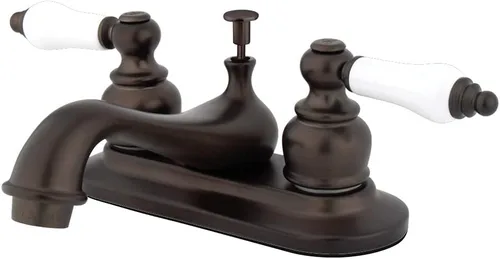 Miniatura 4 de Kingston Brass KB601PL Restoration - Grifo de lavabo central de 4 pulgadas con manija de palanca de porcelana, cromo pulido