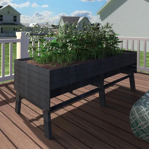MUPATER - Cama de jardín elevada de cedro de 6 x 3 x 2 pies para exteriores, cama de jardín elevada con patas, maceta elevada grande de 837 libras