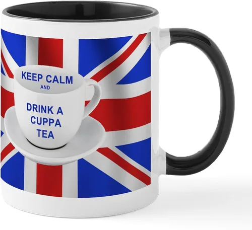 Miniatura 50 de CafePress Born American, British By Hea Taza de café de cerámica de 11 oz (11.0 fl oz)