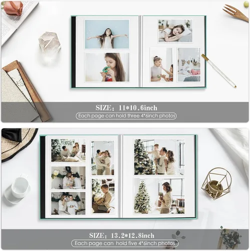 Miniatura 4 de Spbapr Álbum de fotos grande autoadhesivo de 3 x 5, 4 x 6, 5 x 7, 8 x 10 pulgadas, 40 páginas en blanco, cubierta de lino, álbum de bricolaje con un
