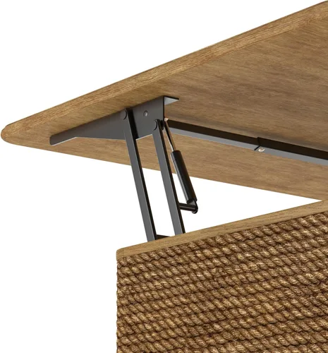 Miniatura 8 de 31.52" Square Lift Top Coffee Table with Storage, Natural Rattan & Hemp Rope, Adjustable Function, Vintage Farmhouse Center Table for Living Room