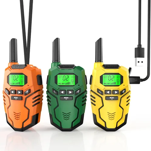 Miniatura 9 de Inspireyes Walkie Talkies para niños, paquete de 2 recargables de largo alcance, juguetes para niños y niñas de 3 a 12 años, juguete de radio de 2