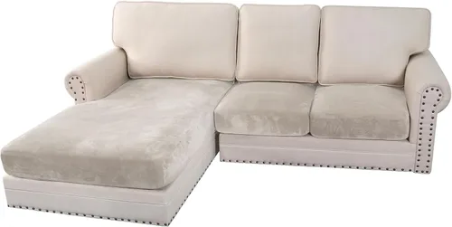 Miniatura 91 de H.VERSAILTEX - Funda de terciopelo elástica y afelpada para protección de cojines de sofá biplaza, silla o sofá, 2 piezas, tamaño grande, color gris