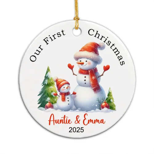 Miniatura 25 de Adorno personalizado de 1ª Navidad como tía 2025, regalo de recuerdo para tía, tía ciervo, adorno de Navidad, regalo para tía nueva, adorno