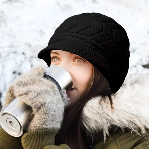 Miniatura 5 de Loritta Gorro de invierno para mujer, gorro de lana con visera