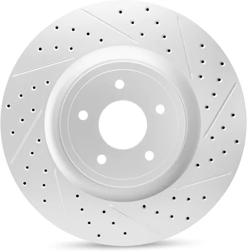 Miniatura 2 de R1 Concepts Rotores de freno ranurados perforados delanteros Sensor incluido Kit de pastillas de freno y rotores de cerámica Compatible