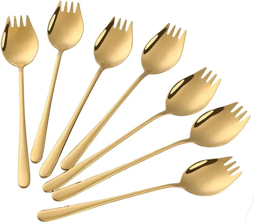 Miniatura 8 de Buyer Star Sporks - Juego de 6 tenedores de acero inoxidable 18/8 para uso diario en el hogar, 7.6 pulgadas, 1.6 onzas, cuchara para helado