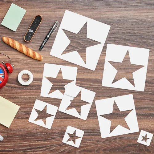 Miniatura 7 de Plantilla de estrella grande para pintar Plantilla de estrella de 5 puntas Plantillas de plástico reutilizables, para decoración del hogar, artes