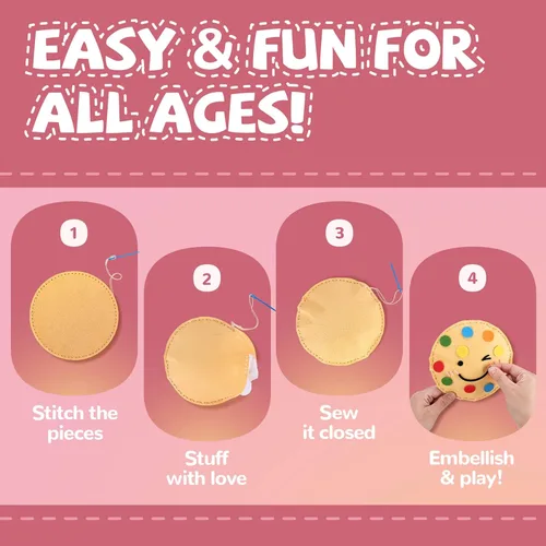 Miniatura 4 de Cymbana Kit de costura para niños, haz tu propio juguete de peluche de fieltro de comida, donas, helado para principiantes, regalos para niñas a