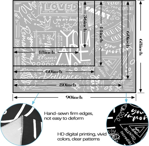 Miniatura 7 de Fungarth Quote You Are - Tapiz para niños positivos para el aula, tapices para colgar en la pared, inspirador, motivacional, blanco y negro, tapiz