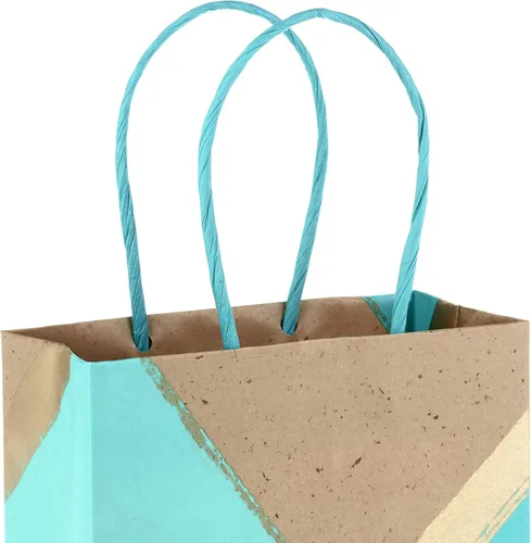 Miniatura 4 de Hallmark Bolsas de regalo pequeñas de papel de 6 pulgadas (paquete de 8 unidades, papel kraft, turquesa y menta) para Navidad, cumpleaños, bodas