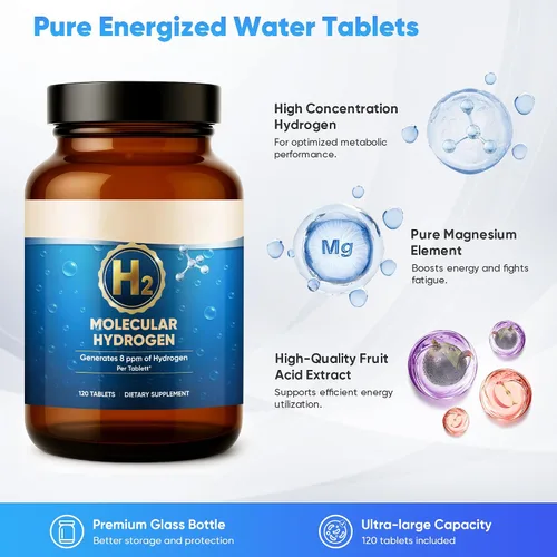 Miniatura 3 de Tabletas de hidrógeno molecular, tabletas H2 de 8 ppm para agua, tabletas de agua de hidrógeno para mejorar la hidratación y energía, píldoras