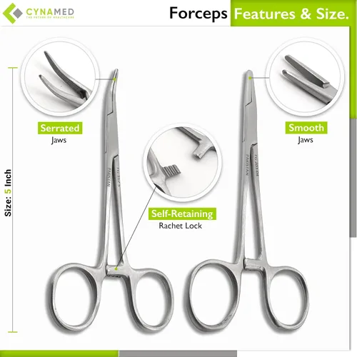 Miniatura 4 de Juego de 7 piezas: tijeras, pinza, pinza hemostática, porta agujas y destornillador para entrenamiento educativo y procedimientos médicos, fabricado