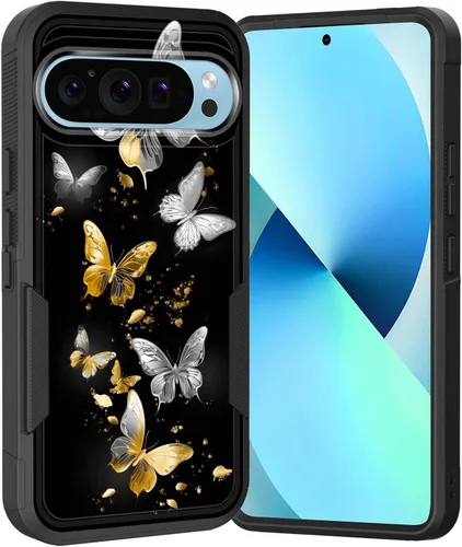 Miniatura 40 de Funda para Pixel 6A, Híbrida de Doble Capa de Servicio Pesado Resistente a Prueba de Golpes PC Duro + Funda Protectora de Silicona Suave para Google