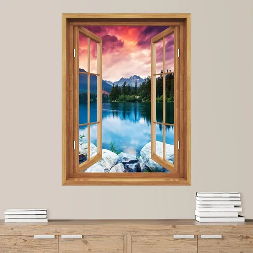 Miniatura 24 de SIGNWIN Adhesivo de pared removible/mural de pared para ventana, vegetación exuberante y árboles iluminados por el sol, fotografía, realismo