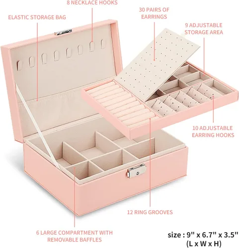 Miniatura 2 de Paquete de 3 cajas de joyería cajas de joyería para mujeres y organizador de joyas de viaje con espejo y caja de joyería pequeña caja organizadora