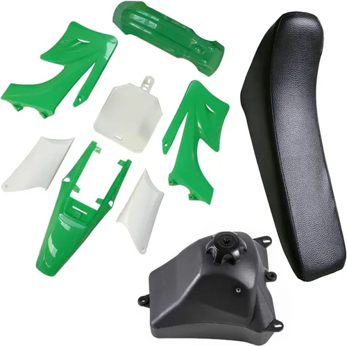 Miniatura 9 de TDPRO Kit de carenado de plástico, piezas de guardabarros y asiento negro y depósito de combustible de gasolina de gasolina de 3 litros para Apollo