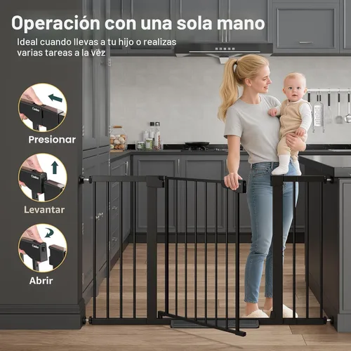 Miniatura 8 de Cumbor - Puerta de bebé extra ancha de 75.4 cm–130.8 cm para escaleras, puertas para perros montadas a presión para puertas y pasillos, autocierre