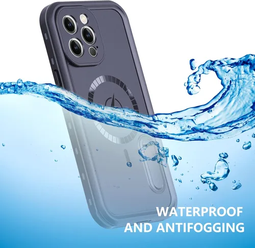 Miniatura 2 de Funda magnética para iPhone 13 Pro Max con carga Mag-Safe, resistente al agua con función atril protector de pantalla integrado de grado militar