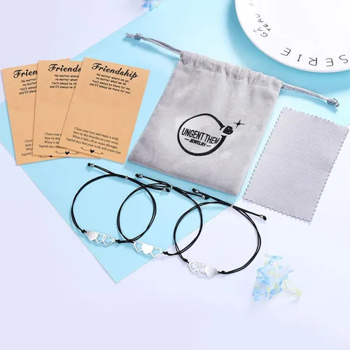 Miniatura 6 de Ungent them Pulseras de corazón a juego para amistad a distancia, 2, 3, 4, 5unidades, regalo de amistad para hermanas, mejores amigas, mujeres