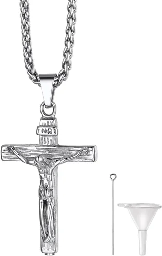 Miniatura 31 de Richsteel Collares de urna para cenizas para mujeres y hombres, collar con colgante de cremación para cenizas, joyería conmemorativa de acero