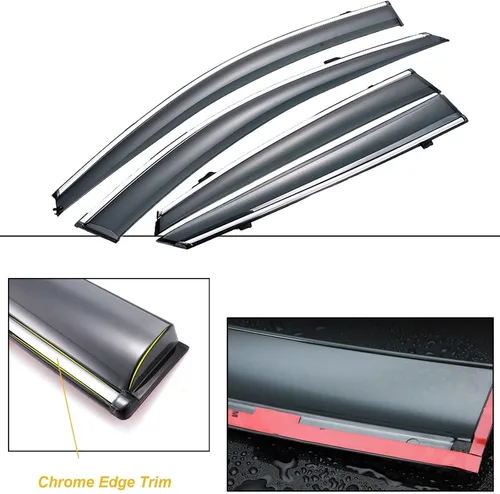 Miniatura 2 de x xotic tech 4 deflectores de aire tintados ahumados para ventana, sol, viento, lluvia, nieve, deflectores de aire, viseras compatibles con Honda