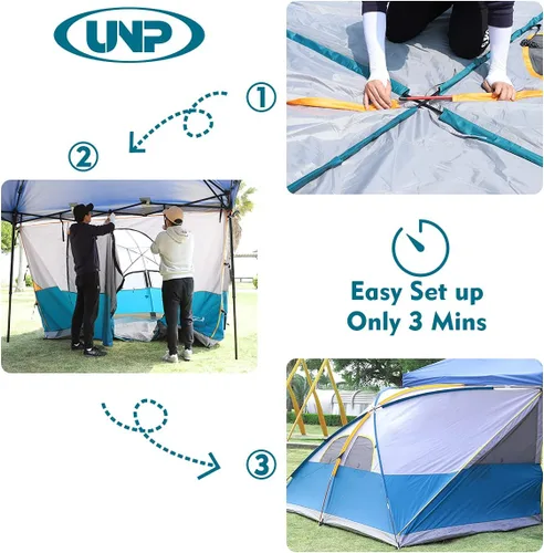 Miniatura 4 de UNP Cubo de camping Tienda de campaña lateral desplegable para toldos de 10 x 10 pies, carpa de fácil instalación gazebo