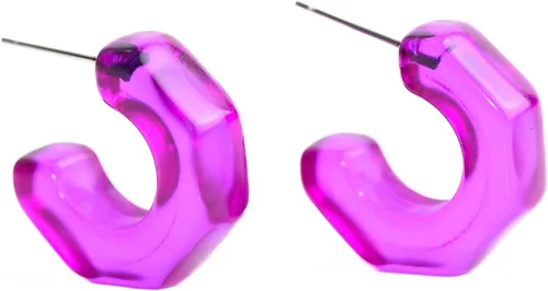 Miniatura 10 de Leetie Lovendale Gracie Hugger - Aretes de aro hipoalergénicos para mujer, hechos con acero quirúrgico y Lucite, ligeros y cómodos, hechos a mano