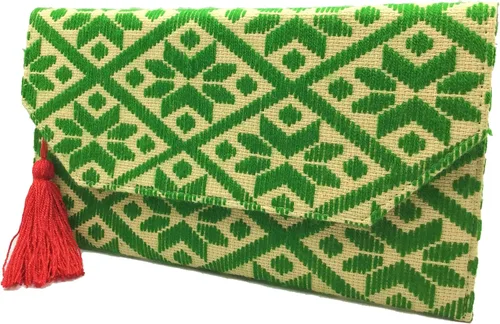 Miniatura 4 de Bolso Clutch "Juana", hecho por Jühue Artesanal, bolso hecho a mano hecho en México, Bolso de mano verde, Bordado a mano, pieza única, Bolso de mano
