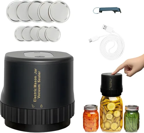 Máquina selladora automática de alimentos al vacío de un solo toque para latas, envases de tarros Mason Envases, sellador de aire eléctrico portátil
