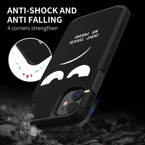 Miniatura 7 de Funda para iPhone 11, bonita funda [Don't Touch My Phone] a prueba de golpes de doble capa resistente de silicona protectora de plástico para niñas
