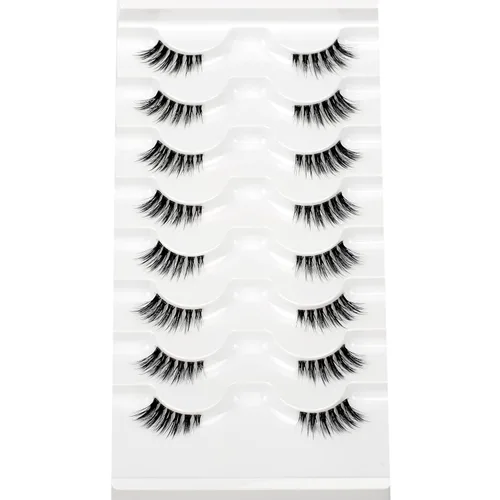 Miniatura 112 de Pooplunch - Pestañas postizas finas de visón sintético, estilo ojo de gato, naturales, cruzadas, tipo racimo, efecto 8D de volumen, tiras