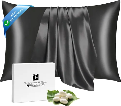 Miniatura 18 de Ravmix - Juego de 2 fundas de almohada de seda para cabello y piel con cremallera oculta, juego de 2 fundas de almohada de seda de morera 21Momme