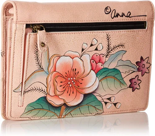 Miniatura 2 de Anna by Anuschka Cartera organizadora de solapa de cuero genuino pintada a mano para mujer