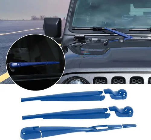 Juego de limpiaparabrisas delantero, trasero y delantero, accesorios de decoración exterior para Jeep Wrangler JL JLU y Gladiator JT 2018-2022 (azul)
