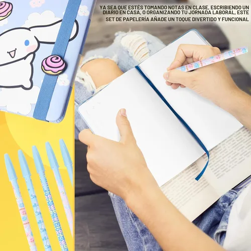 Miniatura 2 de Get Trend Regalos de Hello Kitty Cinnamoroll - Juego de papelería para cuaderno, bolígrafos kawaii, estuche para lápices, calcomanías de anime