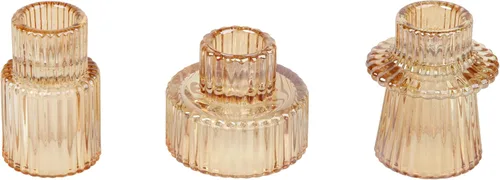 Miniatura 20 de Vixdonos Juego de 3 portavelas de cristal rosa para velas cónicas, velas de pilar y velas de candelita