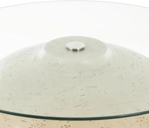 Miniatura 5 de Deco 79 Mesa de centro de resina para sala de estar con mesa de cristal, mesa central 30 x 30 x 18 pulgadas, color beige