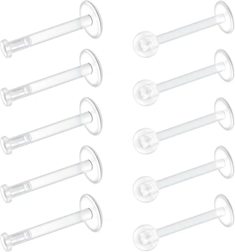 Mayhoop Aretes transparentes para el trabajo, deportes, cirugía, bioflex, labio, hélice, cartílago, tragus, labio, piercing transparente, joyería de