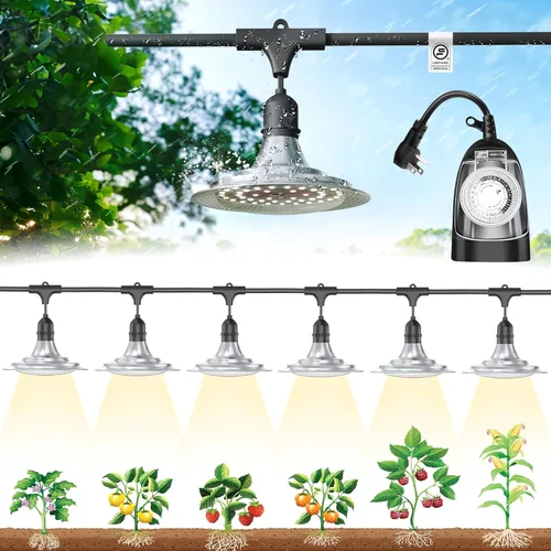 Miniatura 11 de Luces de Cultivo Exteriores para Invernadero, Luces de Cultivo de Invernadero de Espectro Completo para Plantas Exteriores, Luz de Cultivo en Cadena