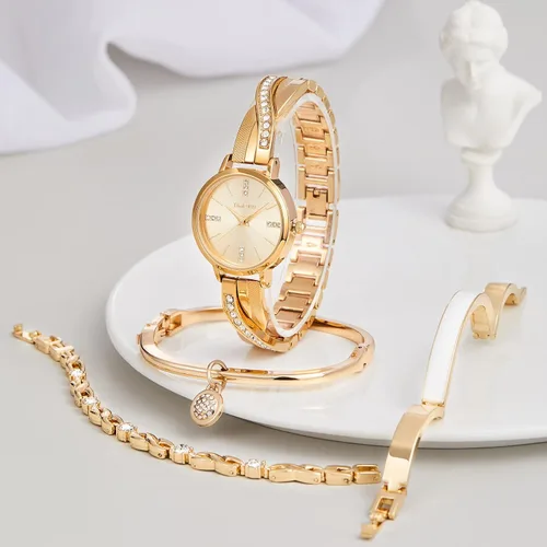 Miniatura 3 de TIME100 Women's Bangle Watch and Watch Chain Bracelets Premium Crystal Accented Bracelet Set