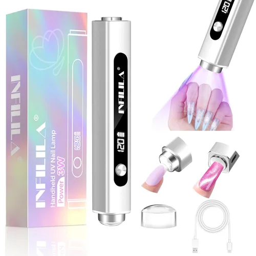 NXJ INFILILA Luz UV multifuncional de mano para uñas de gel con imán de ojo de gato, lámpara de uñas portátil de curación flash para manicura
