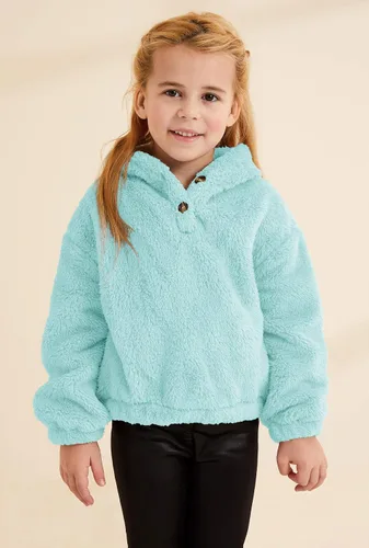 Miniatura 3 de GAMISOTE - Sudadera infantil cálida y holgada, con capucha mullida y botones