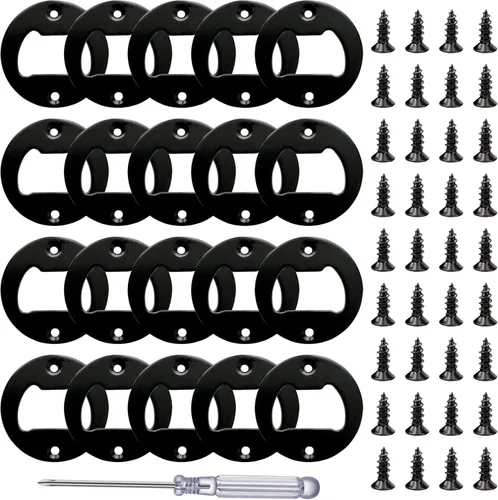 Inserto para abridor de botellas, 20 juegos de insertos de acero inoxidable con tornillos y destornillador para kit de moldes de resina de Negro