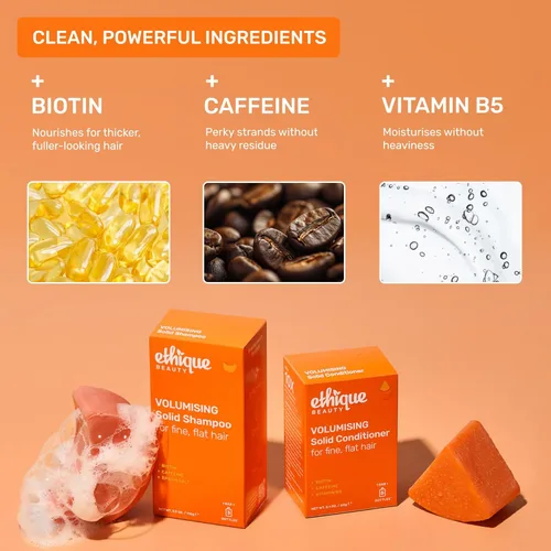 Miniatura 5 de Ethique Beauty Clarifying - Juego de champú y acondicionador para cabello graso y acumulación con aceite de ricino, sin plástico, vegano, sin