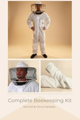 Miniatura 5 de Traje de abeja ventilada de 3 capas para hombres y mujeres, traje protector de apicultura con guantes de abeja y velo de esgrima desmontable