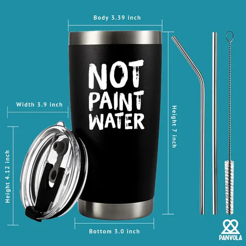 Miniatura 8 de Vaso de acero inoxidable 304 con aislamiento al vacío, regalo para artistas, regalo de artista con diseño de pintor de agua, regalo divertido
