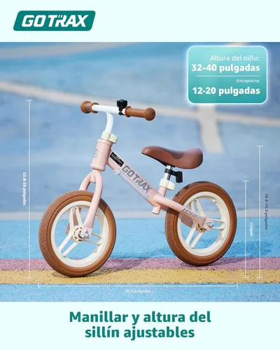 Miniatura 6 de Gotrax KS12 Bicicleta de equilibrio para niños de 2 a 5 años, bicicleta de empuje de 12 pulgadas con luz LED, asiento y manubrio ajustables, Rosa