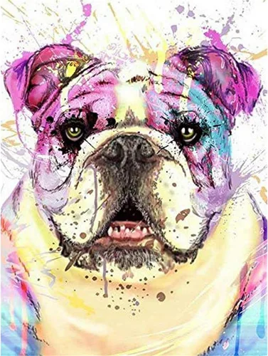 Zimal Pintura de diamantes de imitación Bulldog 5D con bordado de diamantes, imagen 3D de diamantes de imitación, punto de cruz, 11.8 x 15.8 pulgadas